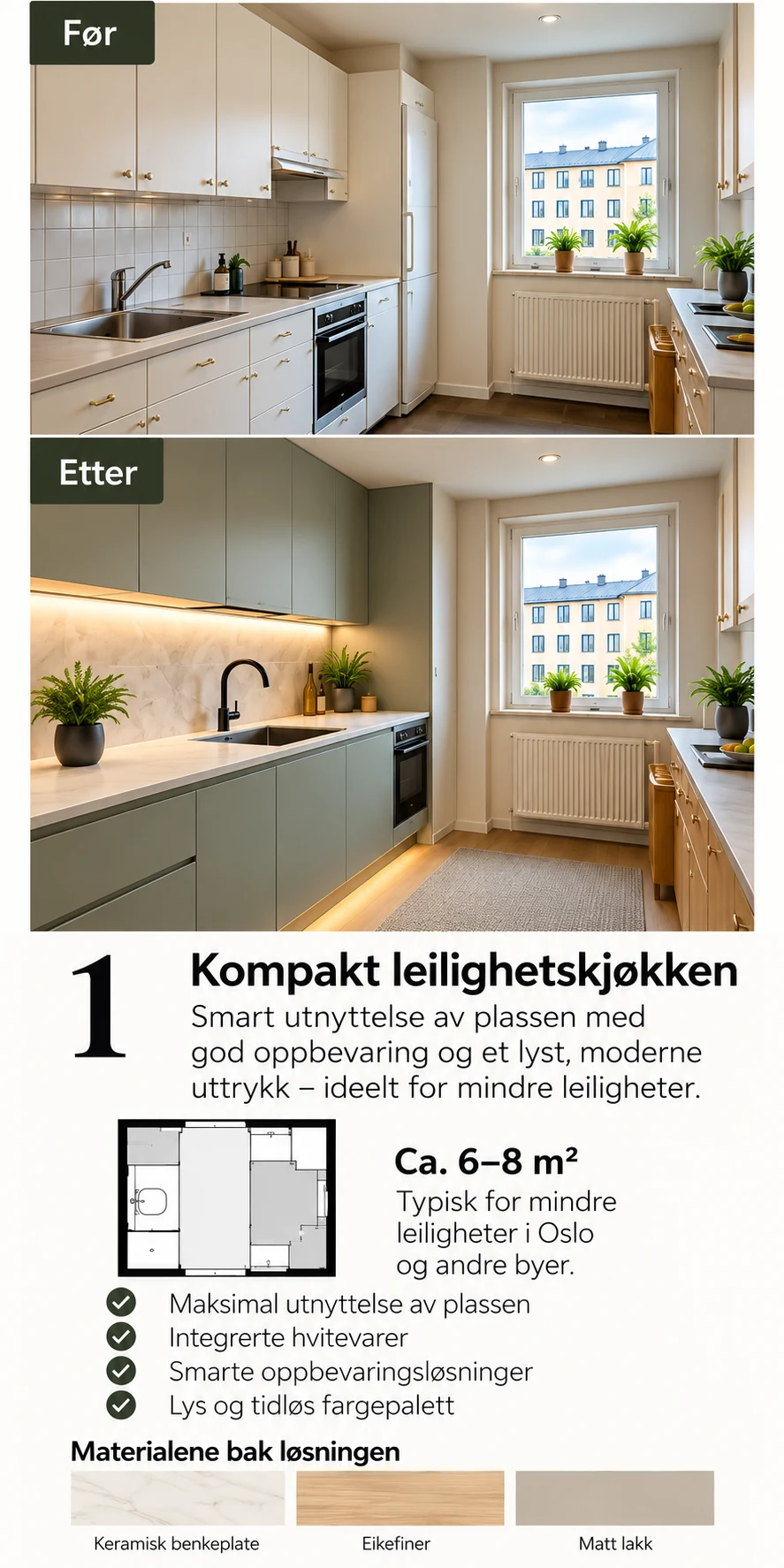 Leilighetskjøkken – kjøkkenforslag